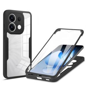 YUXING Coque Intégrale Compatible avec Infinix Hot 60 Pro Plus, Housse 360° avec Protection d'Écran Intégrée, Anti-Choc, Dos Transparent, Facile à Installer-Black (Mayfei, neuf)