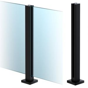 Cvter Garde-corps en Verre Acier Inoxydable - 85cm Poteau de Balustrade en Verre Noir, Syst&egrave;me de Balustrade en avec Robinets, Fentes pour Terrasse, Balcon, Piscine, Jardin, Poste interm&eacute;diaire (liujianjun-us, neuf)