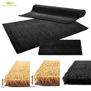 Tapis d'entrée en Coco | Paillasson Fibres en Coco Naturel – Effet nettoyant et grattant | Multi usages | Dimension et Couleur au Choix(Largeur 120cm x Longueur 120cm x Hauteur 17mm, Anthracite) (cité de la déco, neuf)