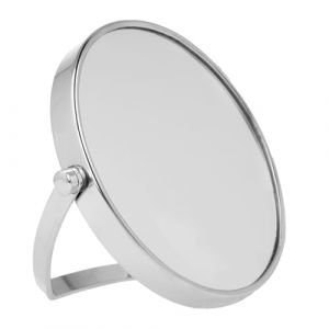 PARSA Beauty Miroir de maquillage - Miroir sur pied pour salle de bain et coiffeuse - Miroir rond avec vue normale et grossissement 5x - Miroir de maquillage argenté chromé (PARSA Haar- und Modeartikel GmbH, neuf)