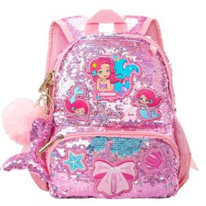 Sac A Dos Fille Sirene Paillettes, Cartable Enfant Maternelle Mignon, Sac Ecole Fille Primaire Mode, Petites Backpack Pr&eacute;scolaire pour Scolaire Garderie Ecole, Cadeau pour Rentree Scolaire P&acirc;ques Noel (4-Pejiijar Direct, neuf)