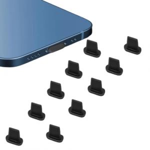 JCKD 10 Pi&egrave;ces Housse en Silicone Bouchon Anti - poussi&egrave;re Noir Bouchon Anti - poussi&egrave;re Bouchon de Protection Compatible avec iPhone 14 Pro Max 13plus 12 11 8 7 x Mini iPad et airpods (WEIJIA STORE, neuf)