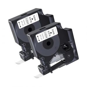 Kamo 2x Ruban Cassette Compatible pour Dymo D1 45013 (12mm x 7m) blanc, pour &eacute;tiqueteuse LabelManager 120P 160 210D 220P 260P 280 350D 360D 420P LabelPoint 100 150 200 LabelWriter 400 450 Duo (kamo EU, neuf)