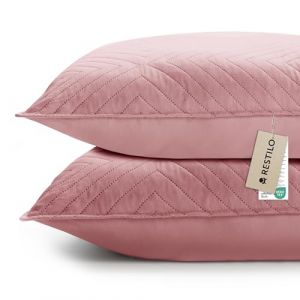 RESTILO Lot de 2 housses de coussin d&eacute;coratives - 50 x 70 cm - Vieux rose - Surpiq&ucirc;re ultrasonique - Douces - Id&eacute;ales pour le salon, la chambre &agrave; coucher et le canap&eacute; (shop_decoking, neuf)