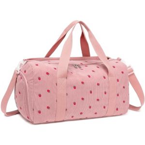 Sac de sport LEDAOU pour enfant garçon et fille, avec compartiment à chaussures et humide, velours côtelé rose fraise, 46 x 22 x 23 cm (LEDAOU, neuf)