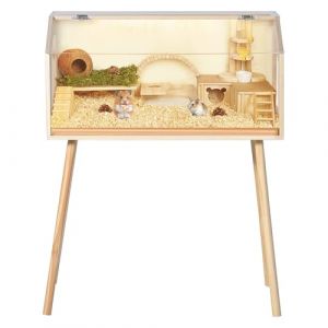 Cage en bois &agrave; 2 &eacute;tages avec rabats et fen&ecirc;tre de visualisation, pour petits animaux, souris, petits rongeurs, hamsters, hamsters nains, 80 x 40 x 100 cm (Yuwuyuan, neuf)