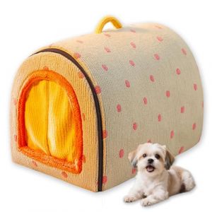 Niche 2 en 1 pour chien et chat - Pliable - Coussin doux et chaud - Lavable et amovible - Pour int&eacute;rieur (vert, S - 40 x 35 x 33 cm) (ping bu, neuf)