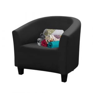 FIGOOO Housse de Fauteuil Cabriolet 1 Place Housse de Fauteuil Extensible Club Universel Amovible Lavable Couverture de Fauteuil Chesterfield Protecteur de Fauteuil pour Salon Tub Chair,Noir (FIGOOO, neuf)