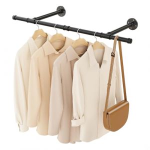 YheenLf Tringle Vetement Murale, Penderie Murale 90cm, Barre Dressing Industriel, Portant pour Salon, Chambre, Gain de Place, Montage Facile, Robuste et Durable, Noir (YheenLf, neuf)