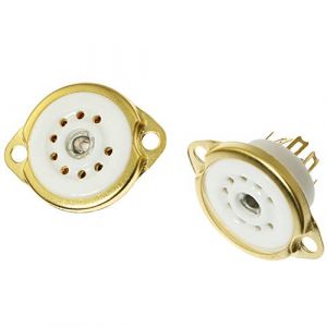 SQXBK Lot de 2 douilles de tube &agrave; vide en c&eacute;ramique plaqu&eacute; or 9 broches pour tube &agrave; vide 12AX7 12AT7 12AU7 ECC83 EL84 6922, etc (Conlei, neuf)