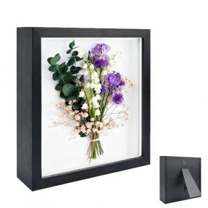 Huamirra Cadre Photo 3D, Cadre Photo Profond &agrave; Remplir 20 x 25 cm, avec Plaque Acrylique Transparente, Cadre Objet 3D Profond 3cm, Cadre Objet en Bois, pour Cadeau de Mariage, Souvenirs, Noir (Huamirra Eur, neuf)