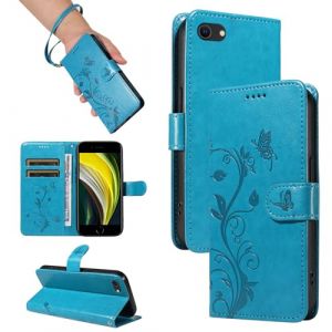 SRISHP Coque pour iPhone SE 2022 / iPhone SE 2020 / iPhone 8 / iPhone 7 / iPhone 6, Housse Etui Portefeuille Cuir PU, Magn&eacute;tique &Eacute;tui de Protection Compatible avec iPhone SE 2022 / SE 2020, Bleu (THRION, neuf)
