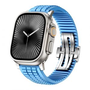 SEURE FKM Bracelet pour Apple Watch Ultra 2/1 49 mm, S&eacute;rie 10 46 mm, S&eacute;rie 9/8/7 45 mm, S&eacute;rie SE2/6/SE/5/4 44 mm, S&eacute;rie 3/2/1 42 mm, Business Sport, Bracelet de rechange en caoutchouc fluor&eacute;, pour (SEURE-WATCH, neuf)