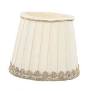 Homoyoyo Accessoire Abat-jour En Tissu Pliss&eacute; Blanc Ivoire Bordure Dor&eacute;e Remplacement Abat-jour Protection Lumineuse Uniforme Int&eacute;rieur Salon Et Chambre Usage Quotidien (Alda Jin, neuf)