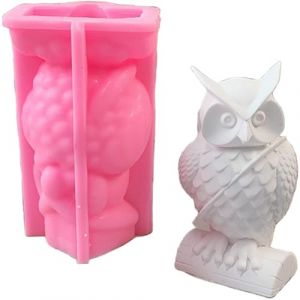 ALEFBET Moule en silicone en forme de chouette, moules &agrave; bougies &agrave; couler, moules &agrave; bougies en silicone, r&eacute;sine &eacute;poxy, moules en pl&acirc;tre pour couler (chouette) (Firefly Mall, neuf)