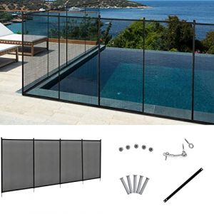 RELAX4LIFE Barrière de Sécurité Piscine 360X125CM Pliable en Tissu Textilène et Tube en Aluminium, Barrière Protection Piscine, Clôture Piscine pour Sécurité d'enfants ou Animaux (RELAX4LIFE, neuf)