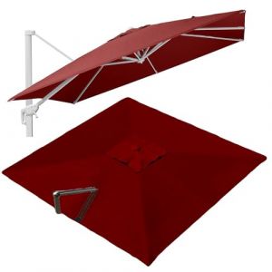 VLKLPZAHAK Parasol De Jardin Rectangulaire Toile De Rechange 300x400cm Auvent De Rechange pour Déporté Parasol 8 Baleines, Tissu De Rechange pour Parasol De Table(Burgundy,3x3m (9.8x9.8ft)) (Run Pu shop, neuf)