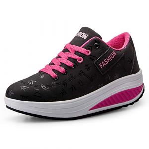Femmes Minceur Chaussures Marche Baskets Aptitude Wedges Plateforme Chaussures Sneakers Noir,41 EU (QZBAOSHU, neuf)