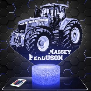 Lampephoto.fr - Lampe 3D Massey F. Tracteur Agricole, Id&eacute;e Cadeau Agriculteur, Veilleuse Tactile Led, Effet Hologramme 3D, Id&eacute;e Cadeau No&euml;l Anniversaire Gar&ccedil;on et Fille, D&eacute;co Chambre TOP (CS LASER, neuf)