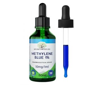 Bleu de M&eacute;thyl&egrave;ne 1 % Solution | 50 ml Compte-Gouttes | Qualit&eacute; USP Pharmaceutique | Puret&eacute; &Eacute;lev&eacute;e Test&eacute;e en Laboratoire | Sans Alcool ni Formald&eacute;hyde | Verre Fonc&eacute; Protecteur | Source of Nature&reg; (Source of Nature&reg;, neuf)
