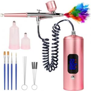 Hxhsgmeh Kit d'a&eacute;rographe LCD avec compresseur d'air, 3 vitesses de pression sans fil Airbrush Machine avec tuyau pour cosm&eacute;tiques, peinture art (yuGGuo, neuf)