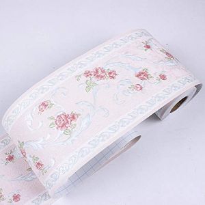Frise murale autocollant Fleur rose 10X500CM PVC étanche frise murale adhésive Décoration murale (Shbl, neuf)