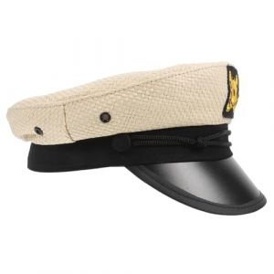 DEARMAMY Casquette de Marin de La Marine Chapeau de de Yacht Élégant Chapeau de Marin Réglable pour Les Fêtes Cosplay Et Halloween Beige (Telinei, neuf)