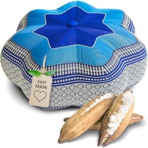 Livasia Coussin de m&eacute;ditation &eacute;toile Grande Taille - &Oslash; 40x20cm - Coussin de Yoga kapok, Pouf, Coussin de Sol Yoga Zen m&eacute;ditation, Coussin zafu Jardin Balcon, Coussin d&rsquo;Assise Fait Main (Bleu) (livasia, neuf)