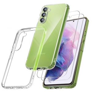 RKINC Coque pour Samsung Galaxy S23 5G, avec 2 Films de Verre Tremp&eacute; Armor, ne jaunissant jamais Norme Militaire, r&eacute;sistante aux Chocs et aux Rayures Coque de Protection Transparent (DGVUK, neuf)