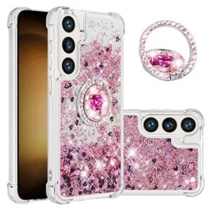 IMEIKONST Coque pour Samsung Galaxy S25 Plus &Eacute;tui avec Support, Paillette Strass Liquide Bling Glitter Cristal Transparente Antichoc TPU Silicone Bumper Housse pour Samsung S25+. Love Rose YBZ (IMEIKONST, neuf)