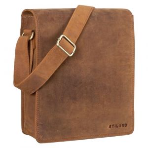 STILORD 'Lars' Vintage Sac Besace pour Hommes Sac Bandouli&egrave;re Cuir pour Macbook 13,3 Pouces Documents DIN A4 Sac Messager Sac &agrave; l'&Eacute;paule, Couleur:Tan - Marron - Scuro (STILORD Cuir, neuf)