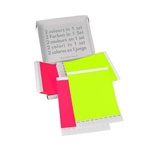 Set Economique! Bracelets d’admission GA Event Solutions en Tyvek, 500+500 pièces, jaune néon + rose (GlobalArbitrage, neuf)