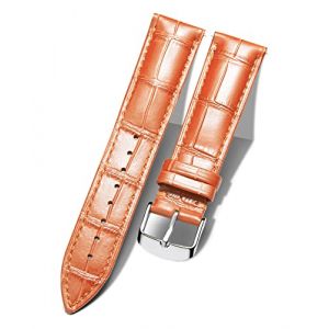 BINLUN Bracelet de Montre en Cuir Crocodile V&eacute;ritable D&eacute;gagement Rapide Remplacement Bracelet Montre Etanche 10 Couleurs 13 Tailles pour Hommes Femmes(Fermoir Argent&eacute;,orange,22mm) (BINLUN FLAGSHIP STORE FR STORE, neuf)