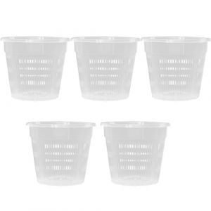 ALI2 Lot de 5 pots à orchidées, transparents, en plastique, diamètre : 11 cm, hauteur : 10 cm, avec trous, pour intérieur (lijingstore, neuf)