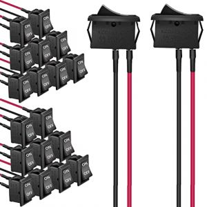 RUNCCI-YUN 20pcs On/Off Interrupteur Bascule,on/Off Bouton poussoir Interrupteur,Voiture interrupteur 12V 6A/250V 10A/125VAC SPST Précâblé Mini Bateau Commutateur pour Voiture,Camion,noir (RUNCCI-YUN, neuf)