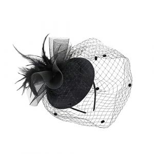 WRITWAA 1 Pi&egrave;ce Coiffe D&eacute;corative En Accessoires De Cheveux Pour Femmes Bande De Cheveux En Fil Net Bandeau De Chapeau De Maille Bandeau De Mariage La Plume Black (Saieli, neuf)