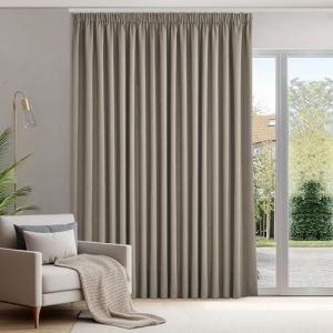Deconovo Rideaux Occultants Isolant Thermique Anti Froid, Rideaux pour Salon et Chambre, Design Moderne Galon Fronceur, 175x300 CM (Largeur x Hauteur), Taupe, 1 Pièces (Deconovo-Home, neuf)