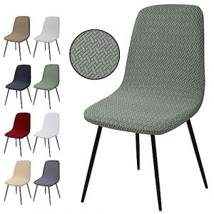Housse de Chaise Extensible 2 pièces, Housse de Salle à Manger Amovible Lavables Couverture de Chaise en Jacquard Revêtement de Chaise pour Salle à Manger,Hôtel,Décor,Mariage(T-Vert Clair, 2 Pièces) (Eckonaver, neuf)