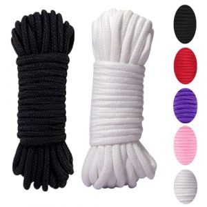 WYMAODAN Corde de Corde en Coton Doux, 2 pièces 10 M / 8 MM Corde Tout Usage Corde Artisanale Corde torsadée en Coton épais (Noir+Blanc) (WUYOUWL, neuf)