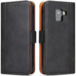 Bozon Coque Galaxy A8 2018, Housse pour Samsung Galaxy A8 (2018) en Cuir Portefeuille Etui avec Fentes de Cartes, Fonction Support, Fermeture Magnétique (Gris Foncé) (ROJIOJIO, neuf)