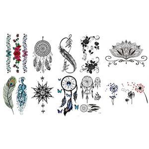 Beyond Lot de 10 feuilles de tatouages faux pissenlit attrape-rêves fleurs lotus roses (Beyond Perfection, neuf)