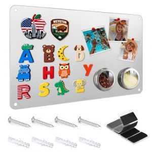 Freyeeti Tableau Magn&eacute;tique Mural, Plaque Aimantee pour Magnets, 42x30cm plaque magn&eacute;tique Argent&eacute;, Cadre en Aluminium, Acier Inoxydable, Autocollant, Pour Bureau, Cuisine, R&eacute;frig&eacute;rateur (Argent&eacute;) (FRESHFINDSHOP, neuf)