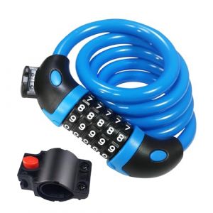 REHKITTZ Antivol Velo,Cadenas de velos Long 120cm x 12mm,Câble Antivol pour Vélo Scooter Motos Portail Vélo avec 5 Chiffres Intelligente Code et Vélo Poussette,Verrouillage à Vélo Antivol (4US, neuf)
