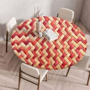 Odot Nappe de Table Ronde en Anti Tache Int&eacute;rieur Ext&eacute;rieur 3D Couverture de Table avec Bord &Eacute;lastique Nappes Rondes Lavable pour Cuisine Jardin D&eacute;coration (90cm,Rouge) (Odot, neuf)