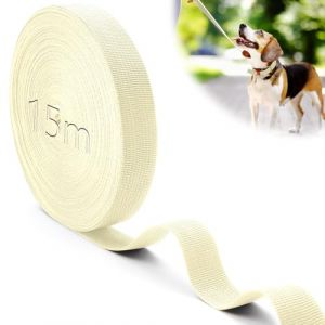 Mbsomnus 15M Sangle Couture Nylon Crème Sangles Coton 20 mm Ruban de Sac à Dos Polyester Sangle Sac Bandouliere au Mètre pour DIY Tissu Ceinture Sacs à Main pour Chiens Bagages Cadeau Voyage (CZDZ, neuf)