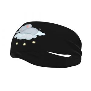 Bandeau de sport antidérapant en forme d'éléphant endormi sur un nuage pour homme et femme, idéal pour la gym, le basket-ball, le yoga (ruianshihuichenjiayouzhanguanliyouxiangongsi, neuf)