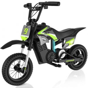 RCB R9X Pro Moto Électrique pour Enfants avec Moteur 350W, Modes de Vitesse 10/15/25 km/h & Autonomie de 16 KM, Lamps d'ambiance, Suspension Double, 12" Moto Cross pour Enfants de 4+ (RCB EU STORE, neuf)