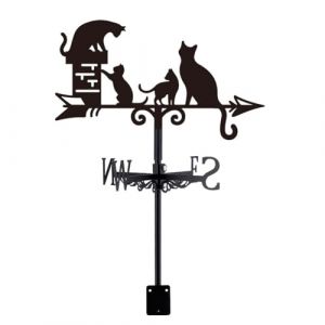SUPERDANT Girouette de Jardin Exterieur Chat pour Montage sur Toit Piquet de Jardin Animal Vintage Girouettes Décorative Indicateur de Direction du Vent en Métal Deco Jardin Exterieur (SUPERDANT EU, neuf)