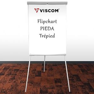 VISCOM® Chevalet de conférence avec trépied PIEDA – Flipchart magnétique utilisable avec ou sans papier – Chevalet de présentation statique – Sans bras extensibles (outletstores-direct, neuf)