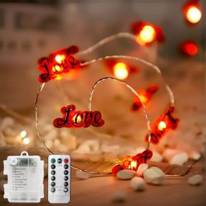 3M Guirlandes Lumineuses LED en Forme de Cœur, Guirlande Lumineuse Rouge Love avec 30 Ampoules, Guirlande Lumineuse d'ambiance Décoratives, Chaîne Lumineuse led à Piles, pour Noël/Saint Valentin (B) (elitecran, neuf)